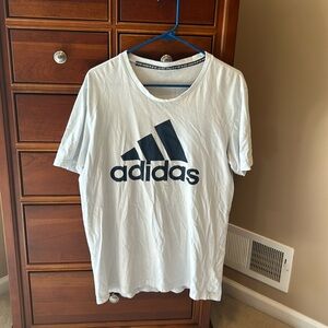 Adidas men’s short sleeve shirt, size large, light blue, 100% cotton